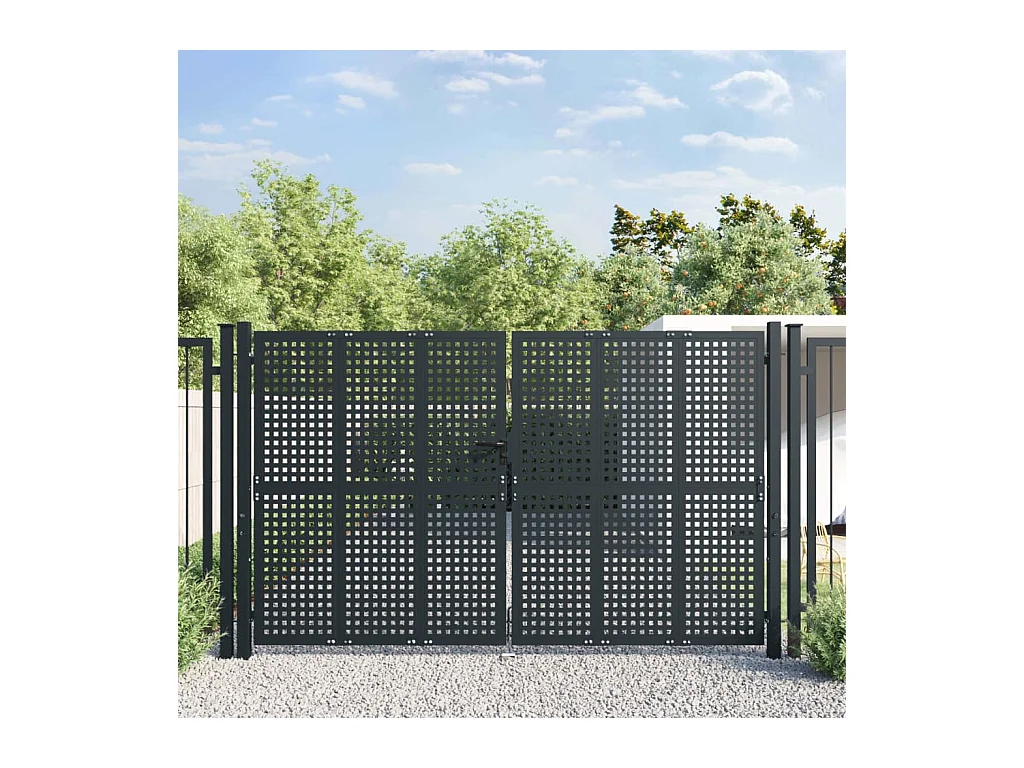 Portail de jardin anthracite 300x175 cm acier