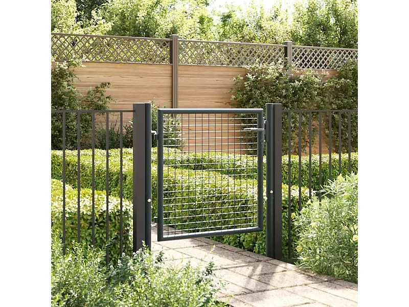 Portail en maille de jardin Acier galvanisé 100 x 125 cm Gris