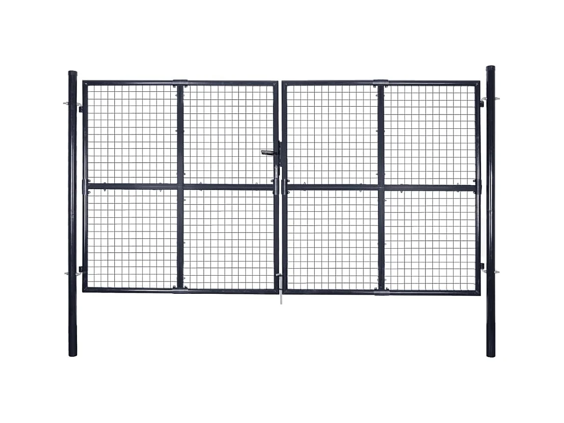 Portão de jardim em malha Aço galvanizado 289x200 cm Cinza