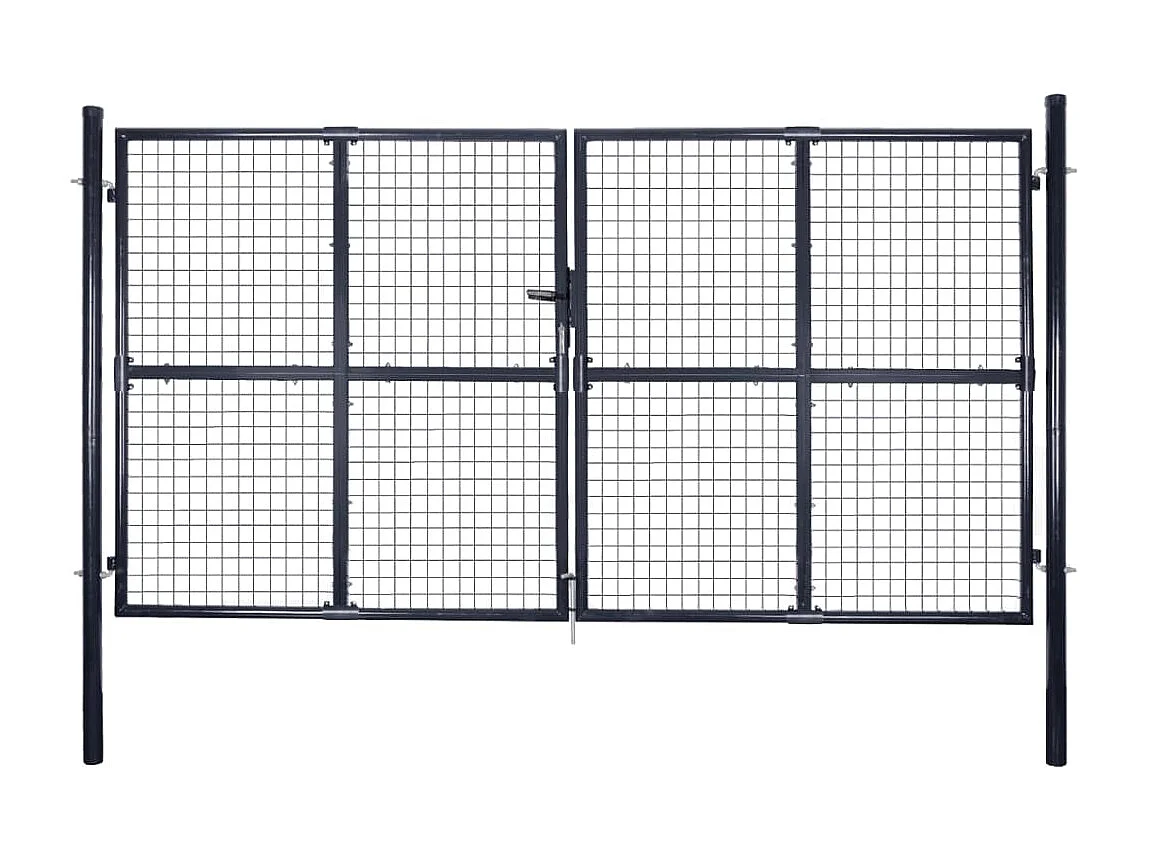 Puerta de jardín de malla de acero galvanizado 289x200 cm Gris