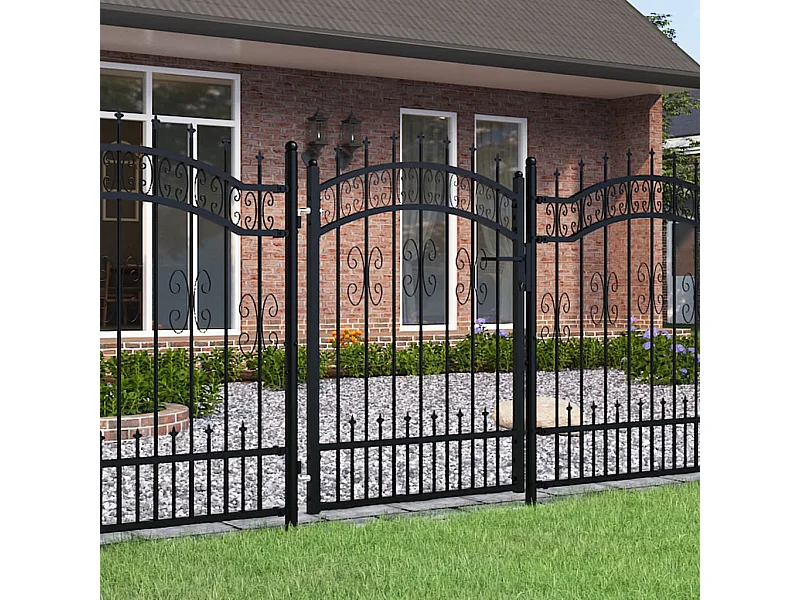 Portail et sommet de lance Noir 103x175 cm Acier enduit poudre