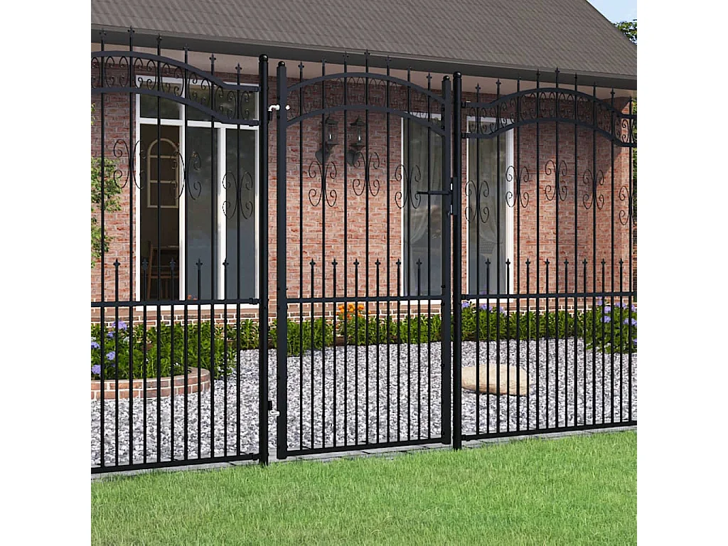 Portail et sommet de lance Noir 103x225 cm Acier enduit poudre