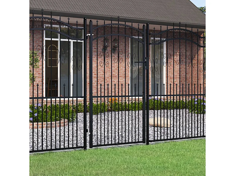 Portail et sommet de lance Noir 103x225 cm Acier enduit poudre