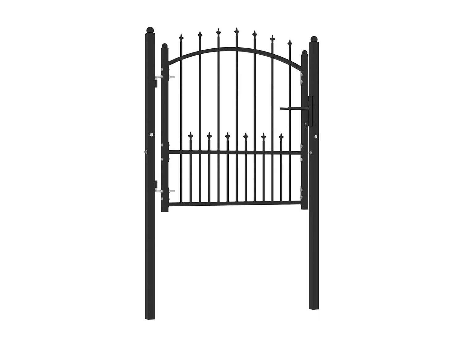 Portão de cerca com espigões Aço 100x100 cm Preto