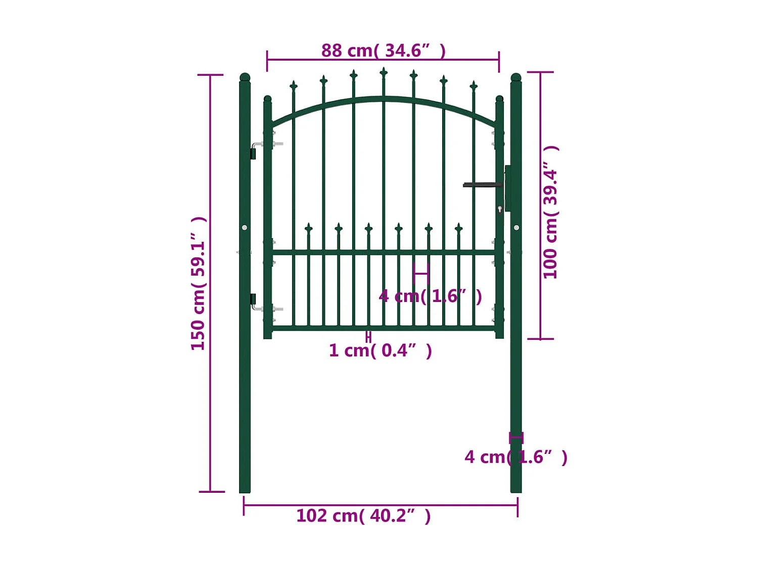 Portail de cl?ture avec pointes Acier 100x100 cm Vert