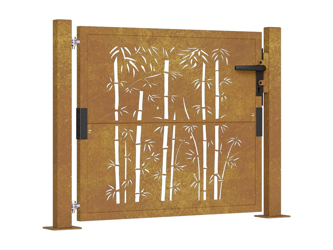 Portail de jardin 105x105 cm acier corten design de bambou