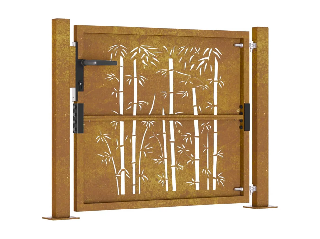 Portail de jardin 105x105 cm acier corten design de bambou