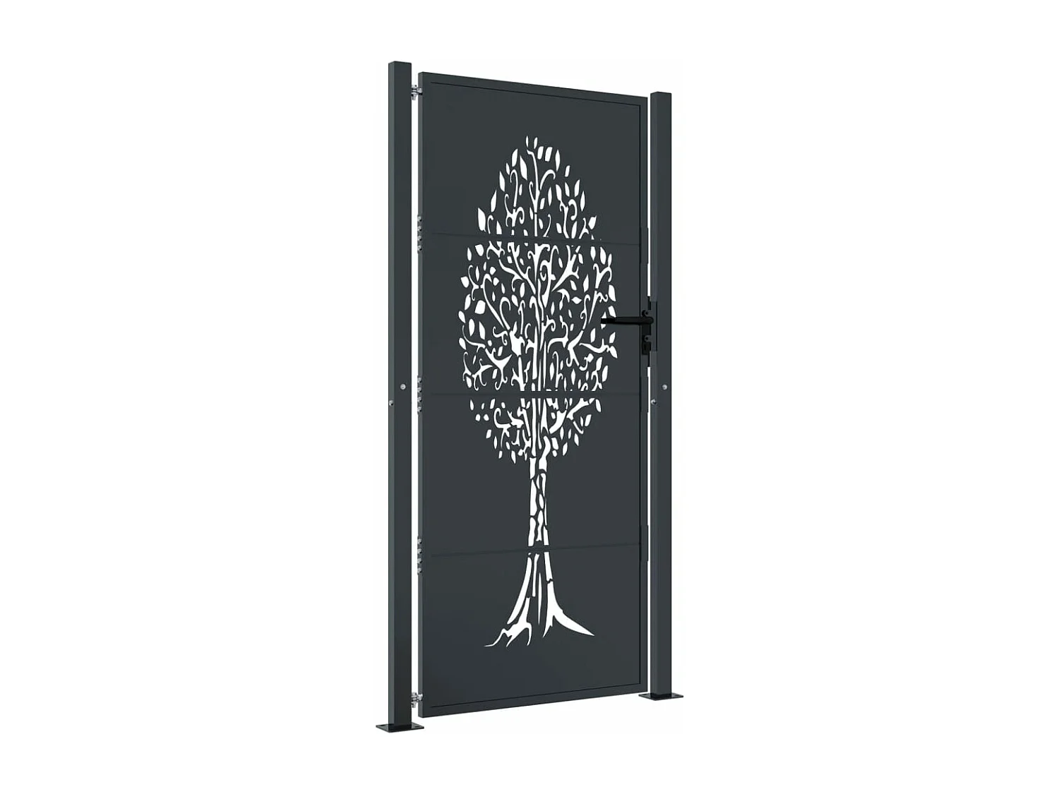 Puerta de jardín antracita 105x180cm acero diseño árbol