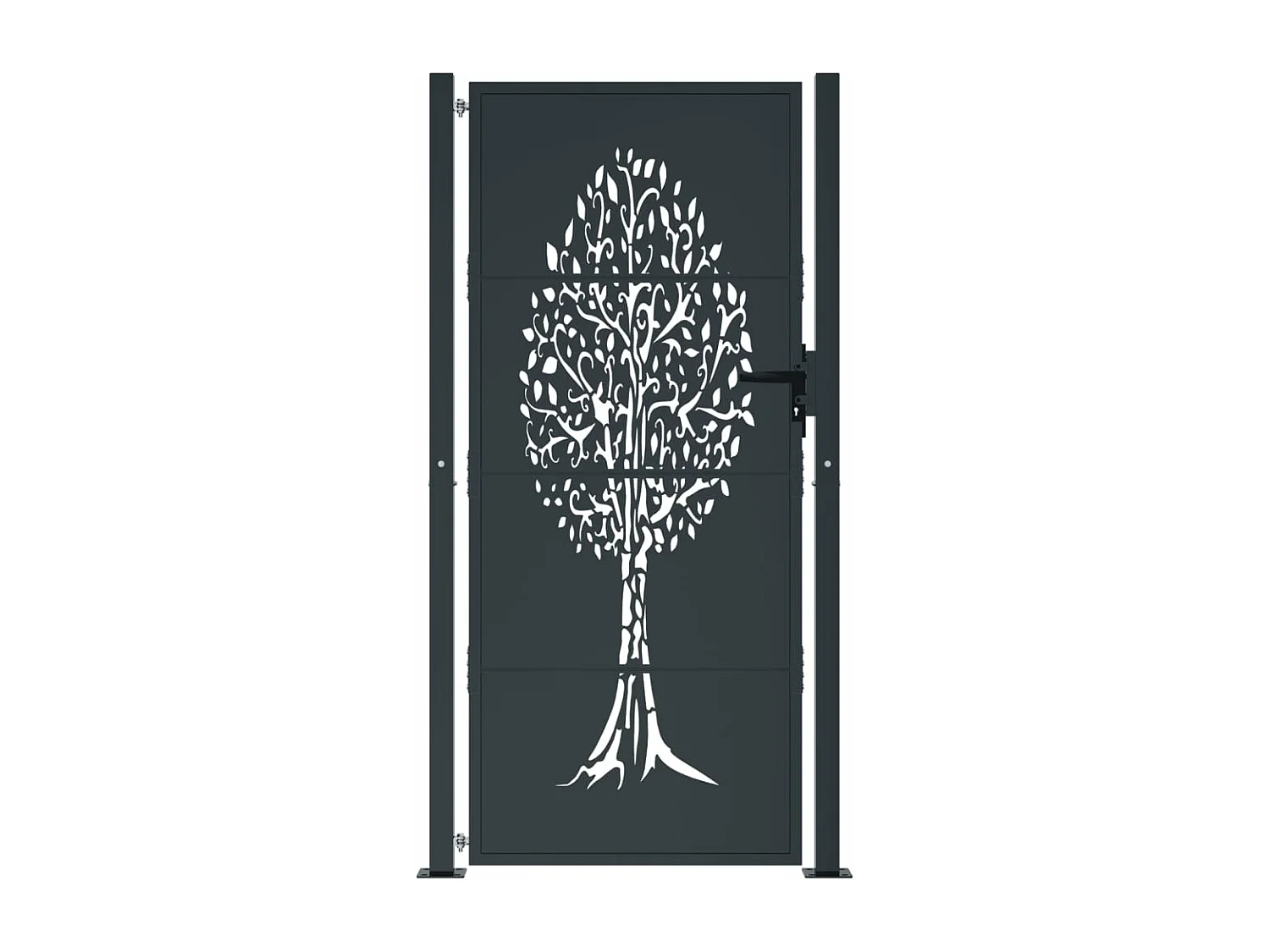 Puerta de jardín antracita 105x180cm acero diseño árbol