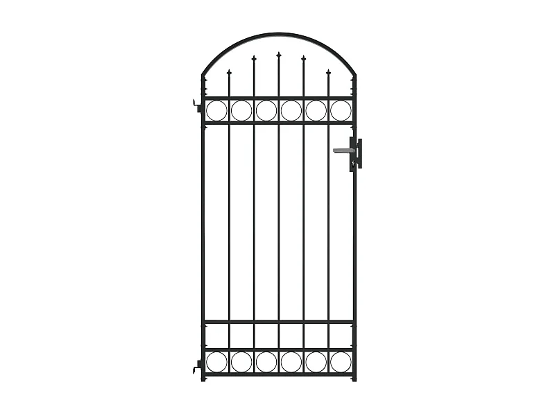 Cancello da giardino con parte superiore arcuata Acciaio 89x200 cm Nero