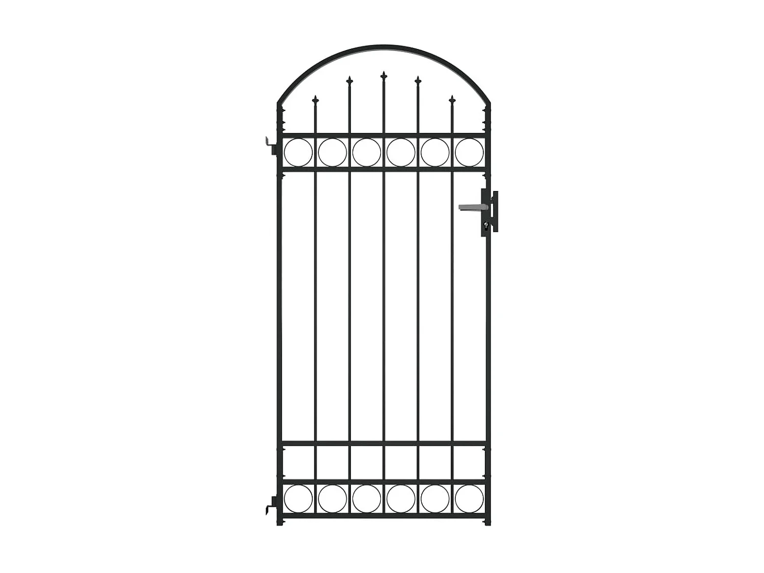 Portão de jardim com topo arqueado Aço 89x200 cm Preto