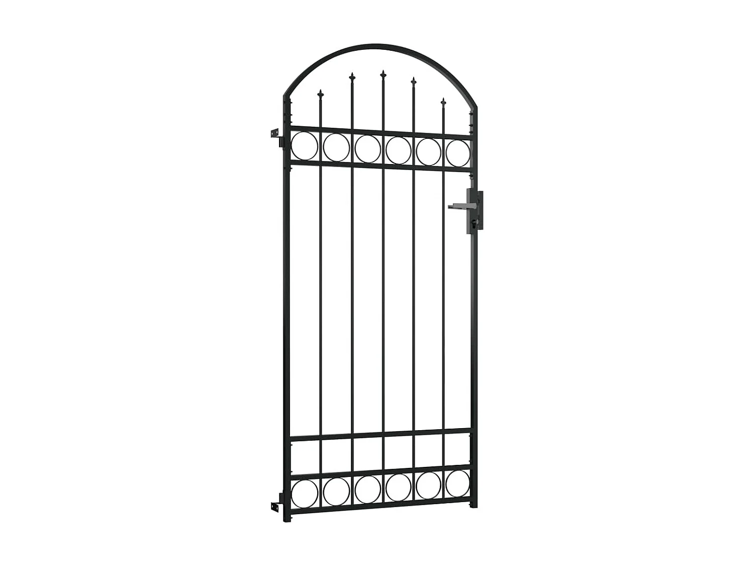 Portão de jardim com topo arqueado Aço 89x200 cm Preto