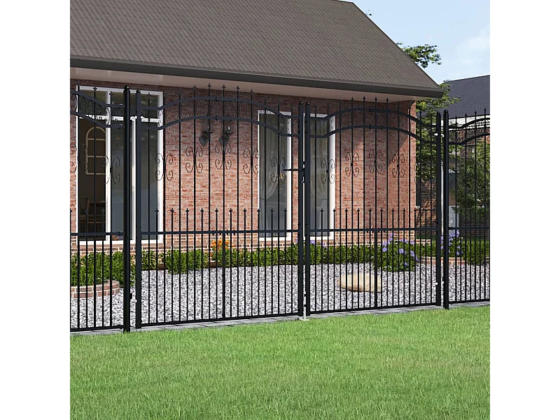 Portale e punta di lancia Nero 305x223 cm Acciaio verniciato a polvere