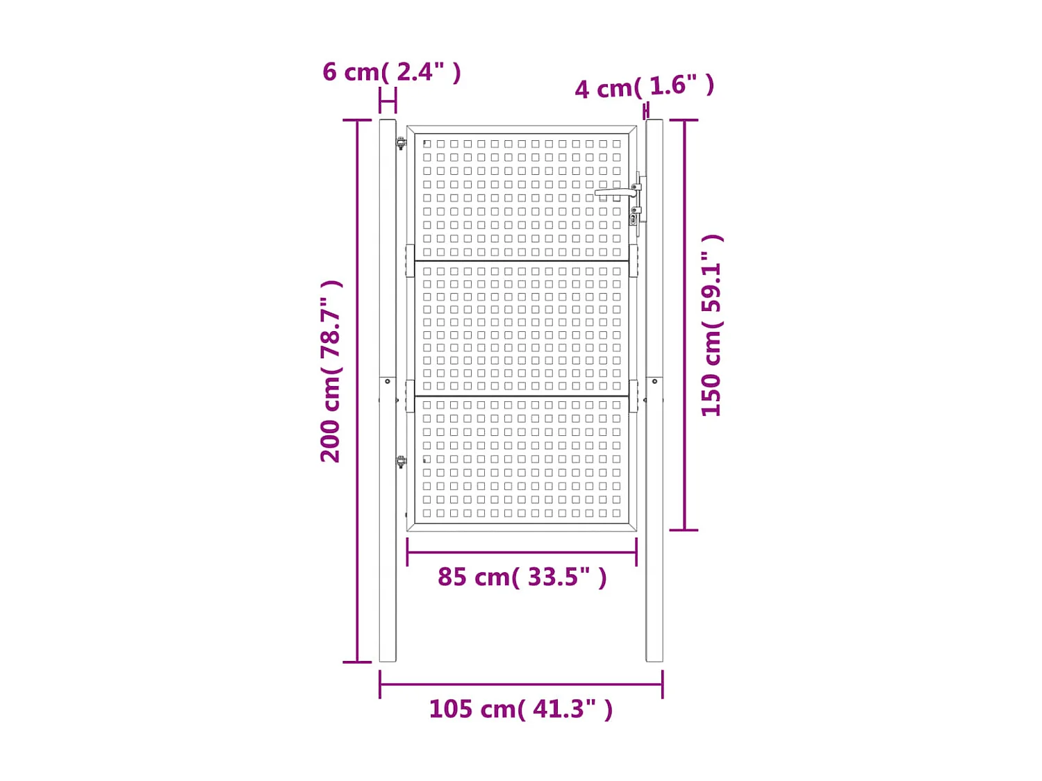 Anthrazit Gartentor 105 x 200 cm Stahl