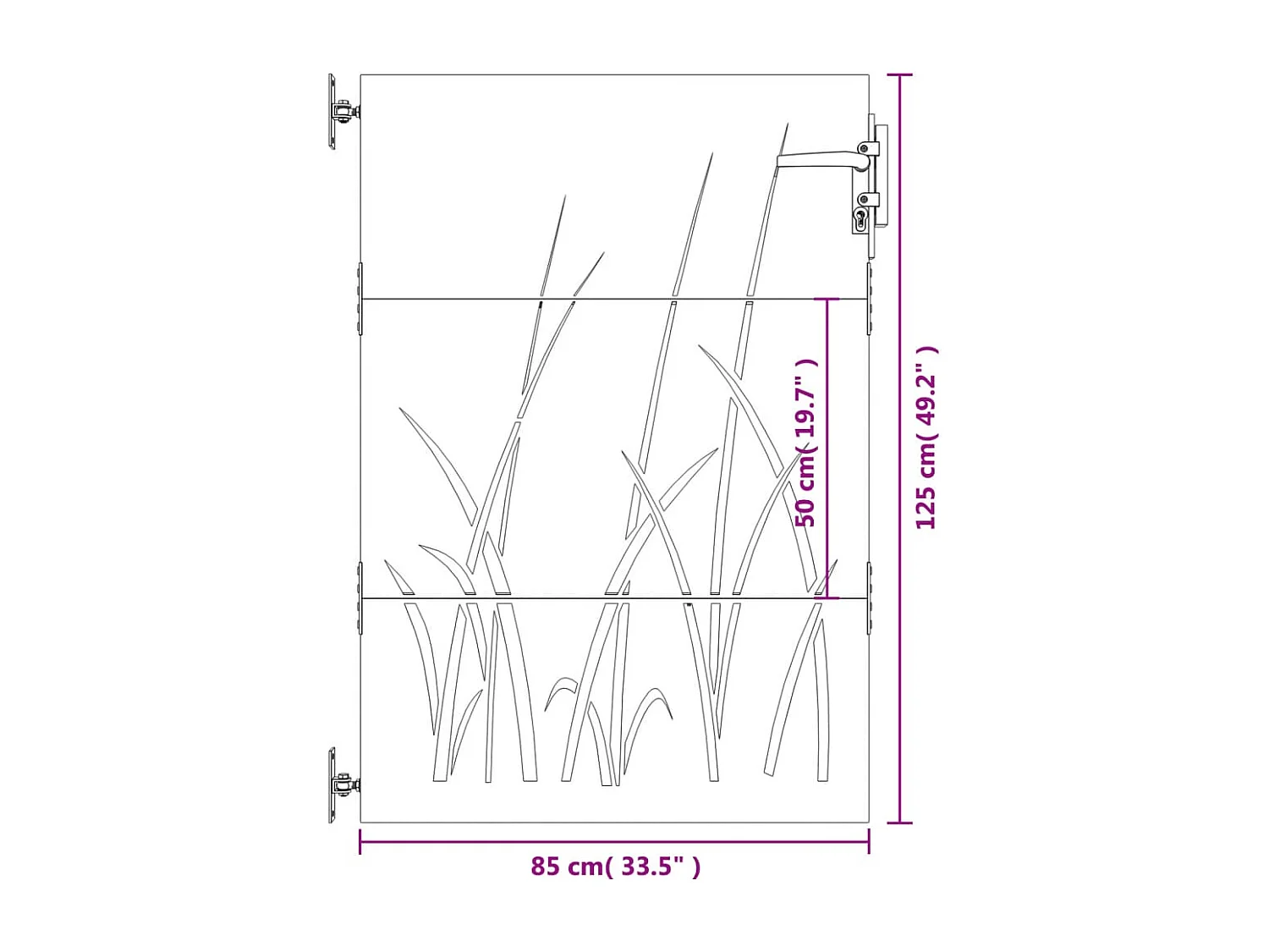 Puerta de jardín 85x125 cm acero corten diseño césped