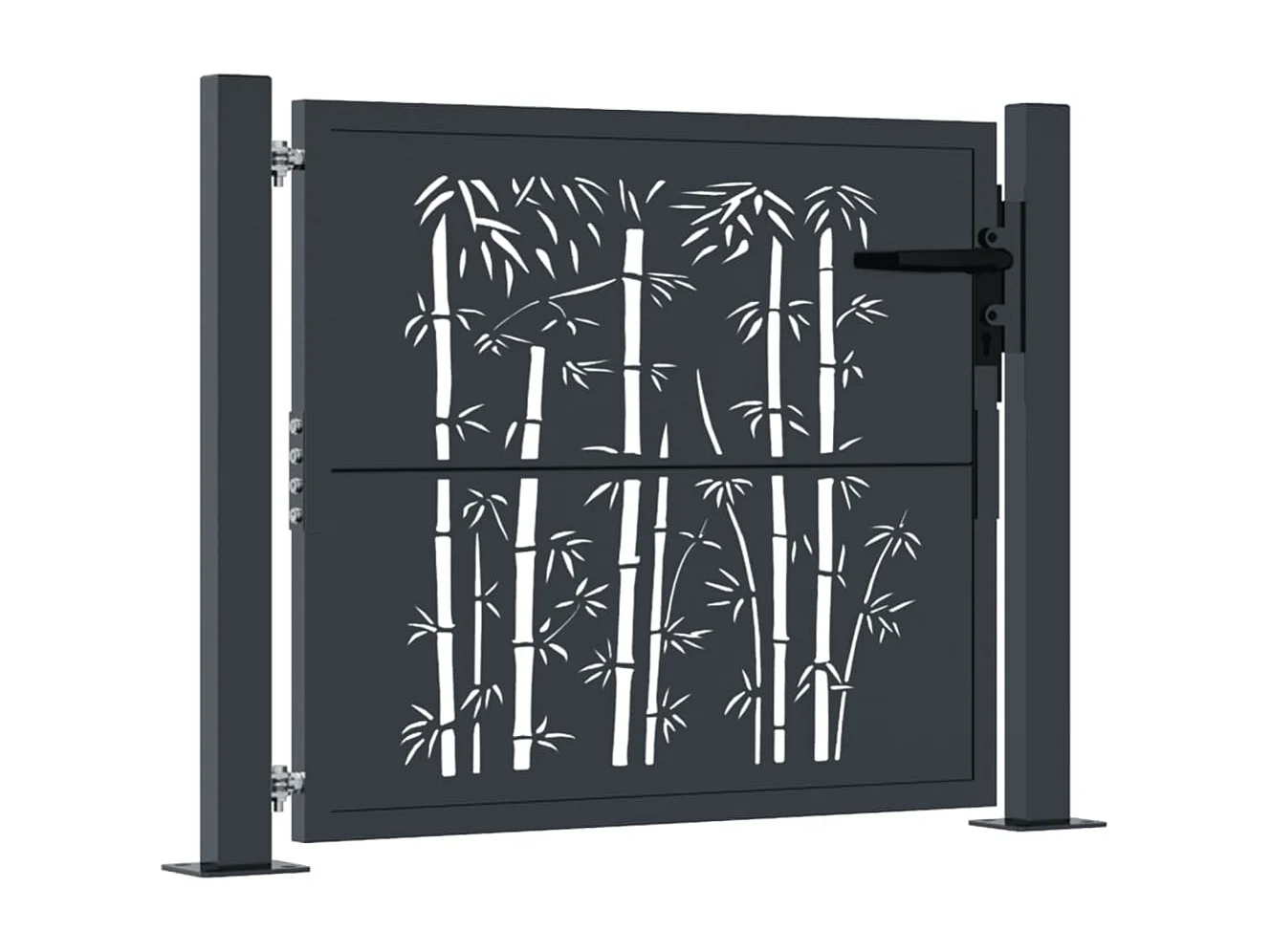 Portão de jardim antracite 105x105 cm aço bambu design
