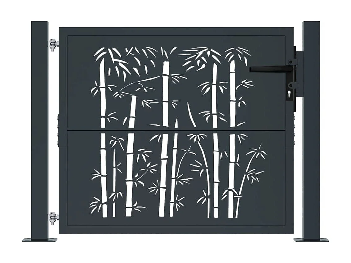Portão de jardim antracite 105x105 cm aço bambu design