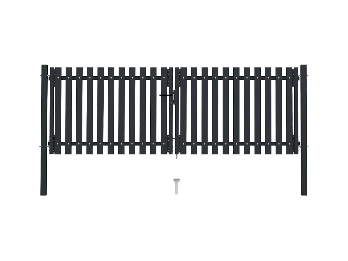 Portail de cl?ture à double porte Acier 306x150 cm Anthracite