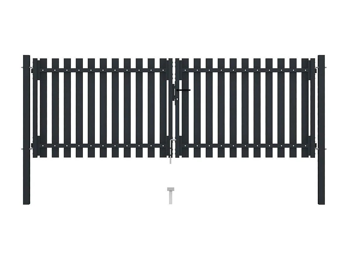 Cancello recinzione doppia porta acciaio 306x150 cm antracite