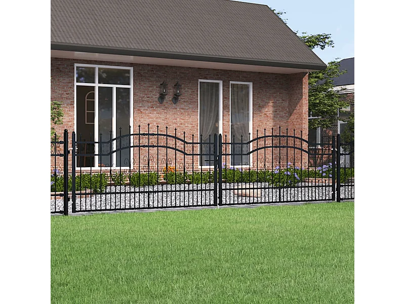 Portale e punta di lancia Nero 406x151 cm Acciaio verniciato a polvere