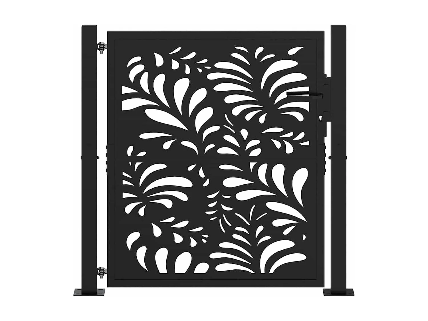 Portão de jardim preto 105x106 cm design de onda de aço