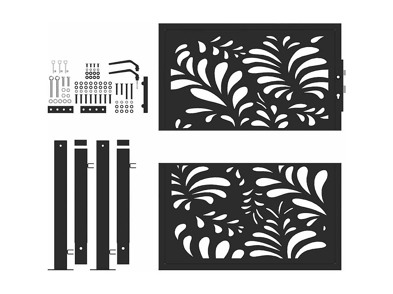 Portão de jardim preto 105x106 cm design de onda de aço