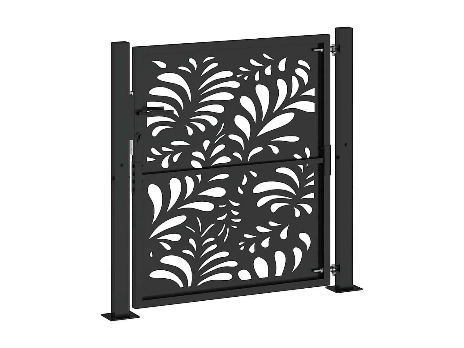 Portão de jardim preto 105x106 cm design de onda de aço