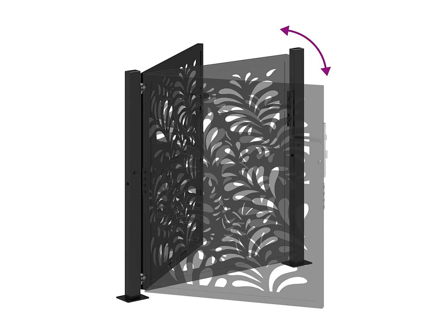 Portão de jardim preto 105x106 cm design de onda de aço