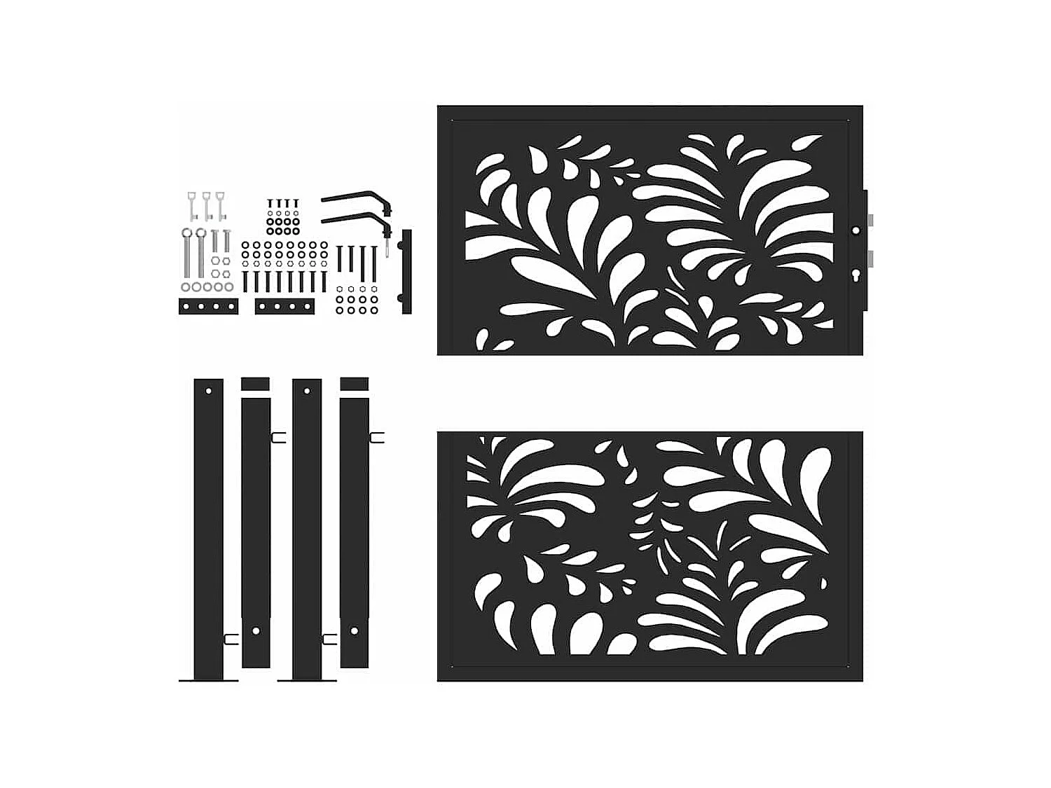 Portão de jardim preto 105x106 cm design de onda de aço