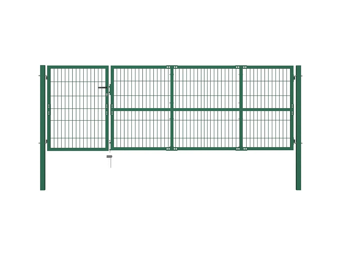 Portail de cl?ture de jardin avec poteaux 350x100 cm Acier Vert