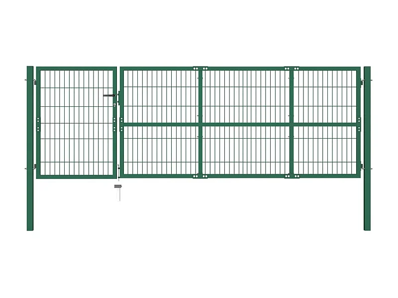 Portail de cl?ture de jardin avec poteaux 350x100 cm Acier Vert