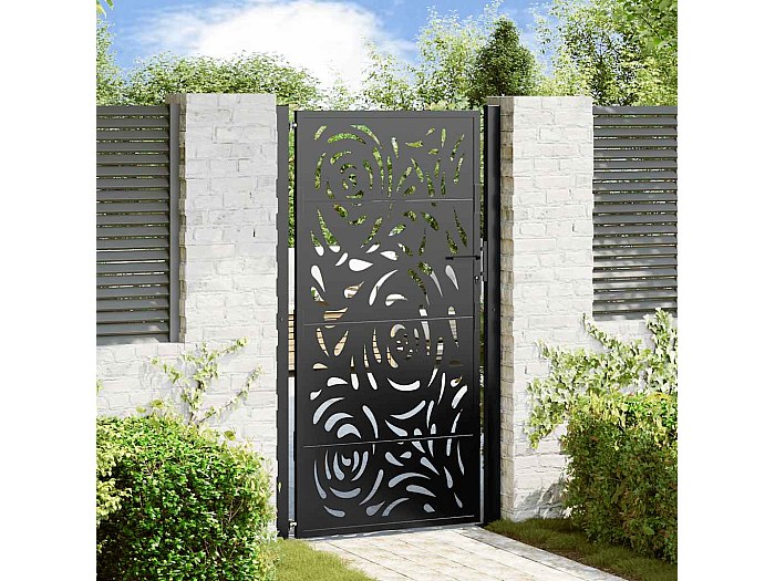 Cancello Da Giardino VidaXL Nero 105x180 Cm - Design A Croce In Acciaio, Con Serratura - Foto 3