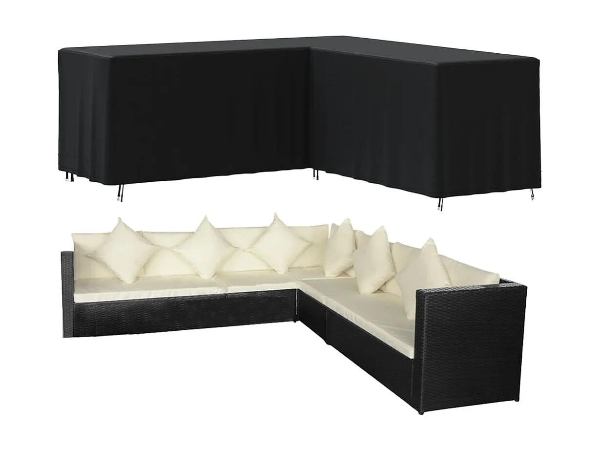 Schwarzer L-förmiger Sofabezug 254x254x80 cm Oxford 420D