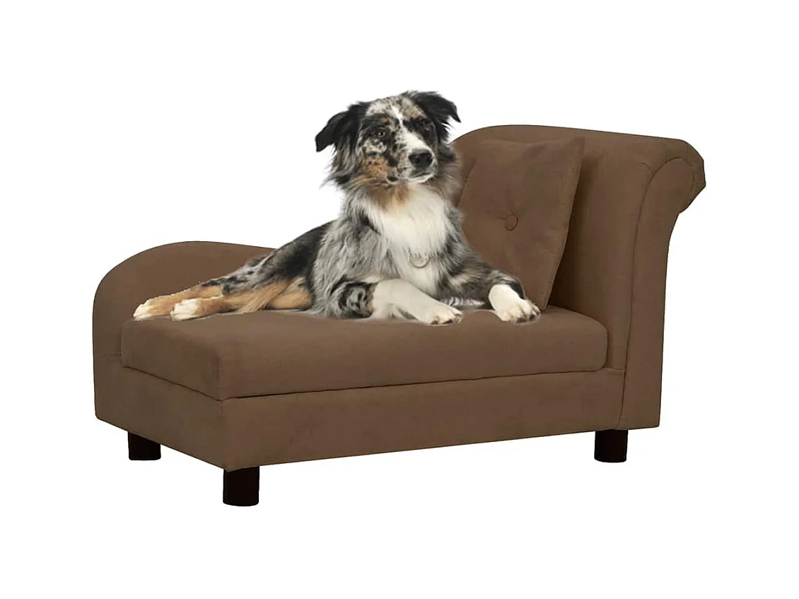 Canapé pour chien avec oreiller Marron 83x44x44 cm Peluche