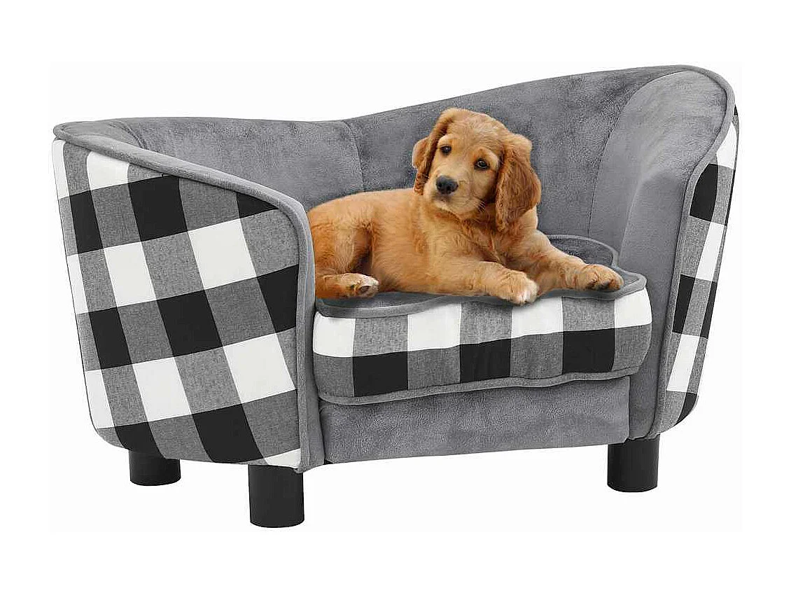 Divano per cani grigio 68x38x38 cm peluche