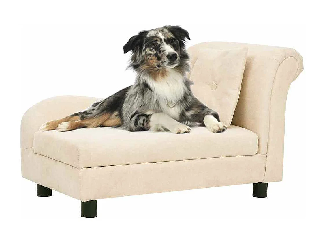 Canapé pour chien avec oreiller Crème 83x44x44 cm Peluche