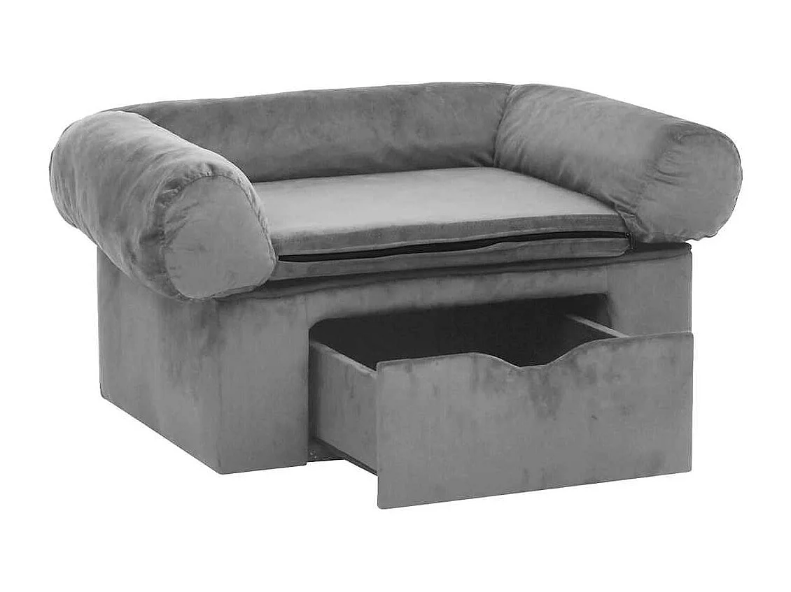 Divano per cani con cassetto Grigio 75x50x38 cm Peluche
