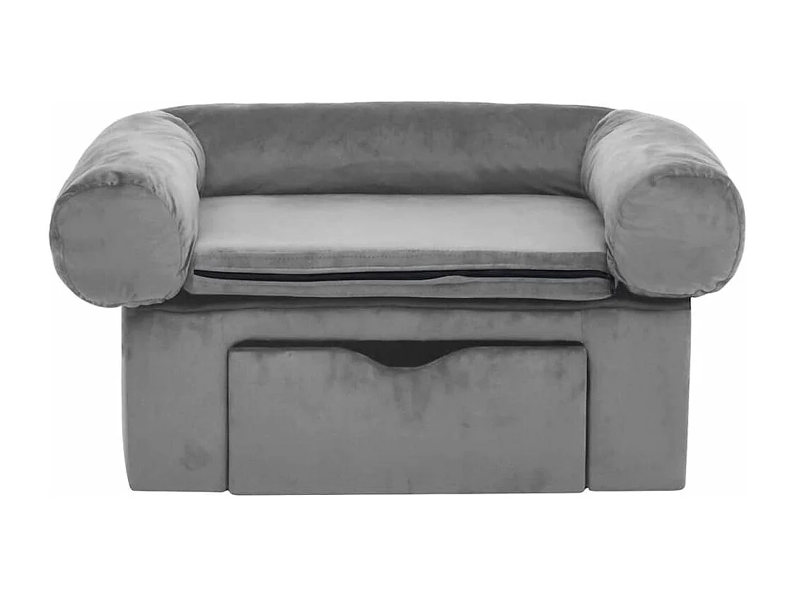 Divano per cani con cassetto Grigio 75x50x38 cm Peluche
