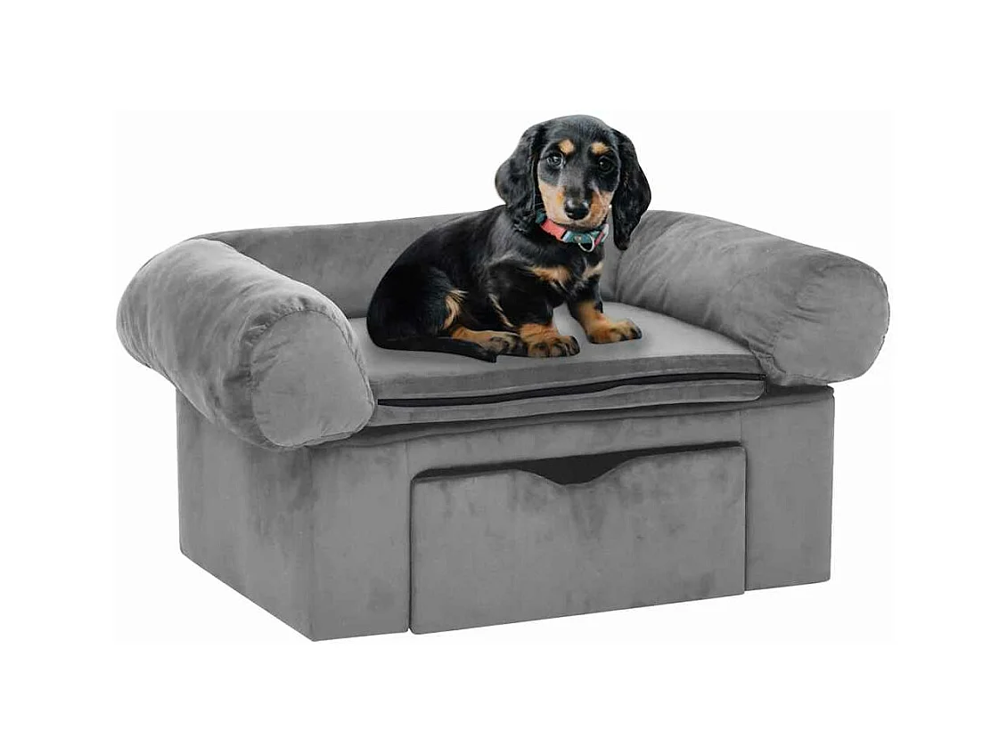 Canapé pour chien avec tiroir Gris 75x50x38 cm Peluche