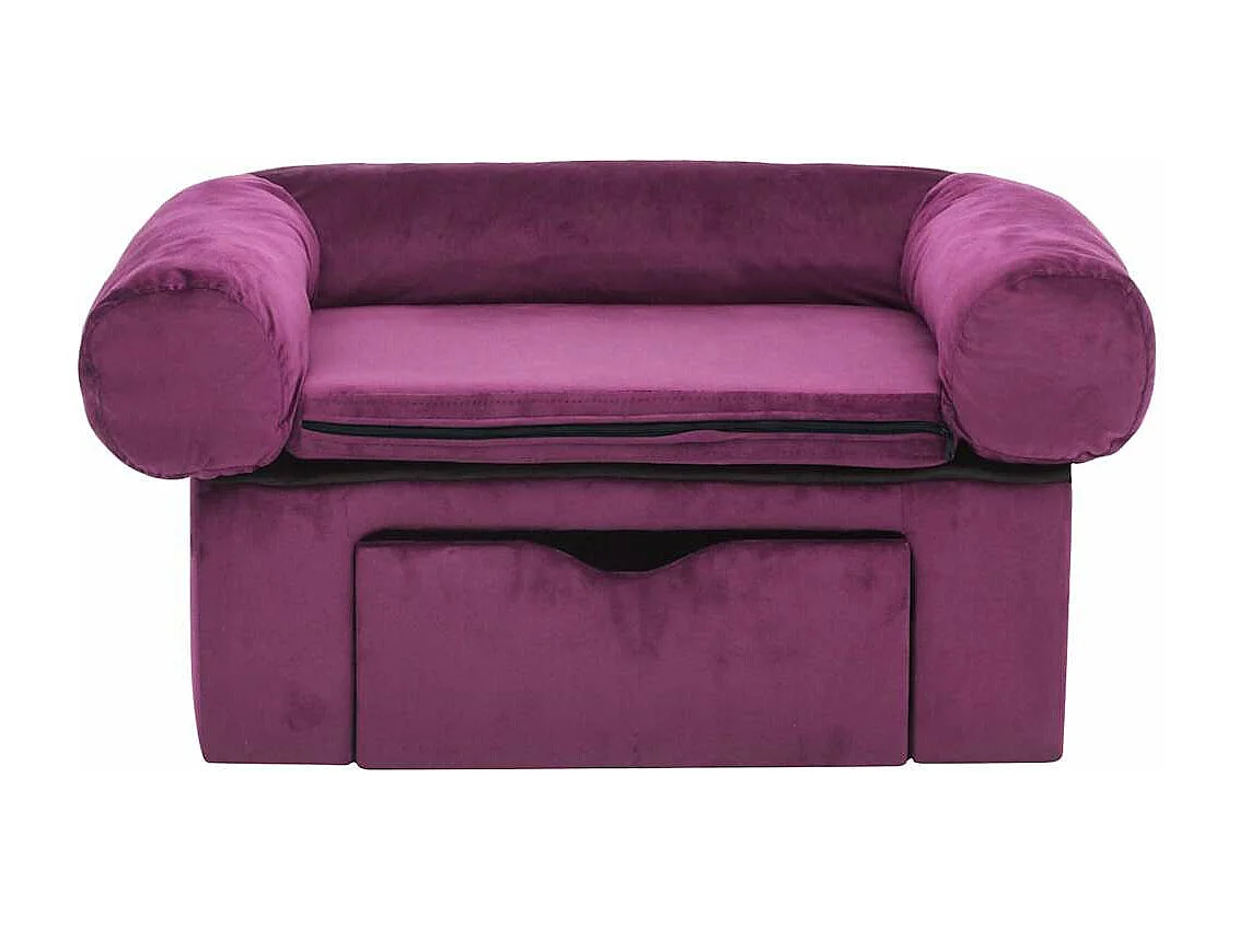 Divano per cani con cassetto Bordeaux 75x50x38 cm Peluche
