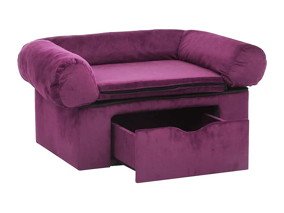 Divano per cani con cassetto Bordeaux 75x50x38 cm Peluche