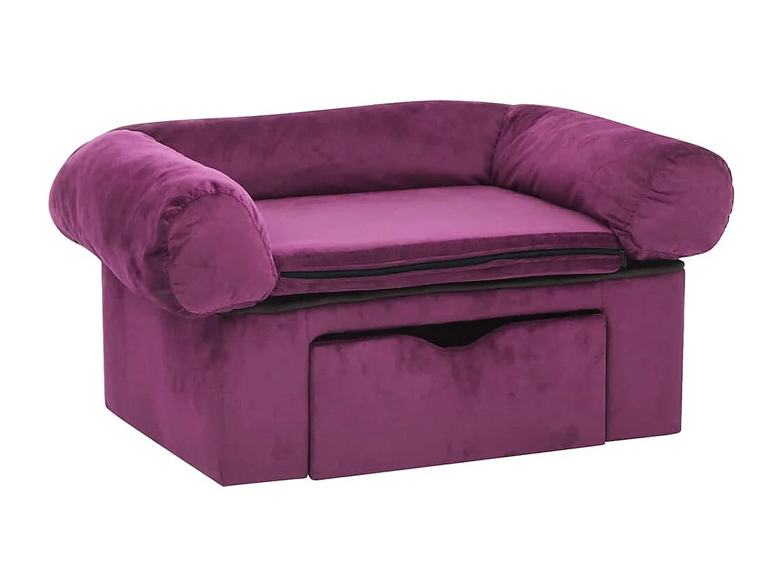 Canapé pour chien avec tiroir Bordeaux 75x50x38 cm Peluche