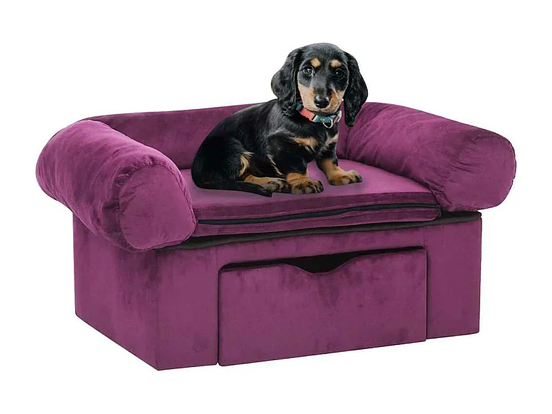 Divano per cani con cassetto Bordeaux 75x50x38 cm Peluche