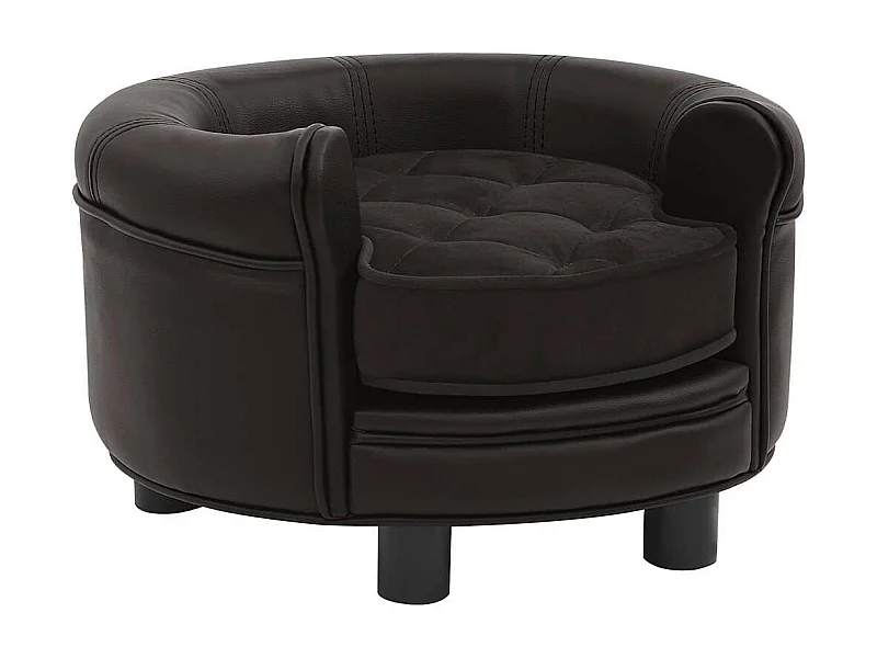 Canapé pour chien Marron 48x48x32 cm Peluche et similicuir