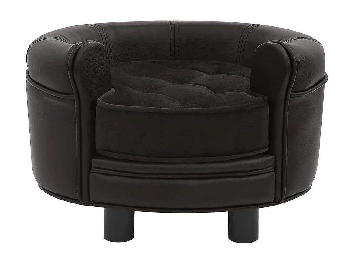 Canapé pour chien Marron 48x48x32 cm Peluche et similicuir