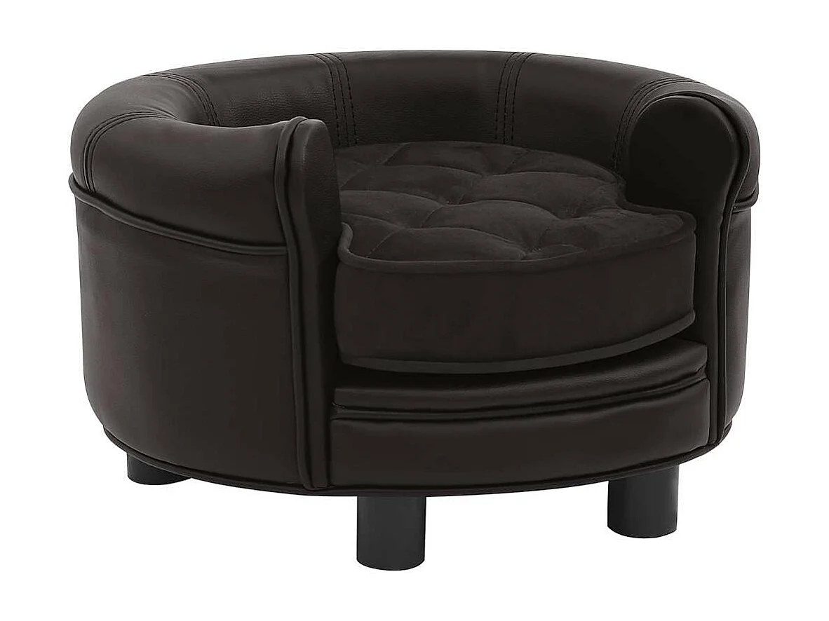 Braunes Hundesofa 48x48x32 cm Plüsch und Kunstleder