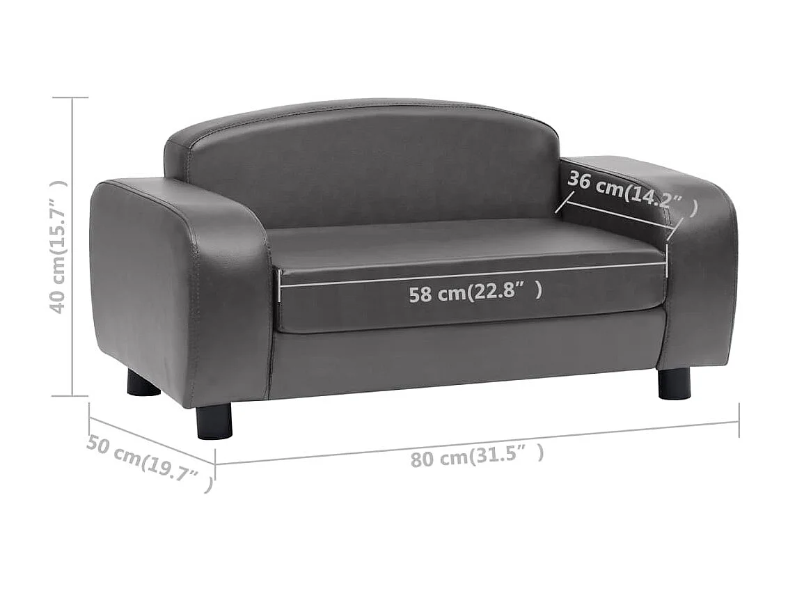 Divano grigio per cani 80x50x40 cm in similpelle