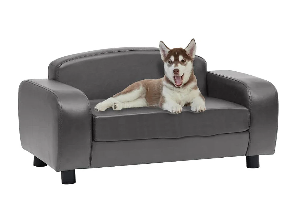 Divano grigio per cani 80x50x40 cm in similpelle