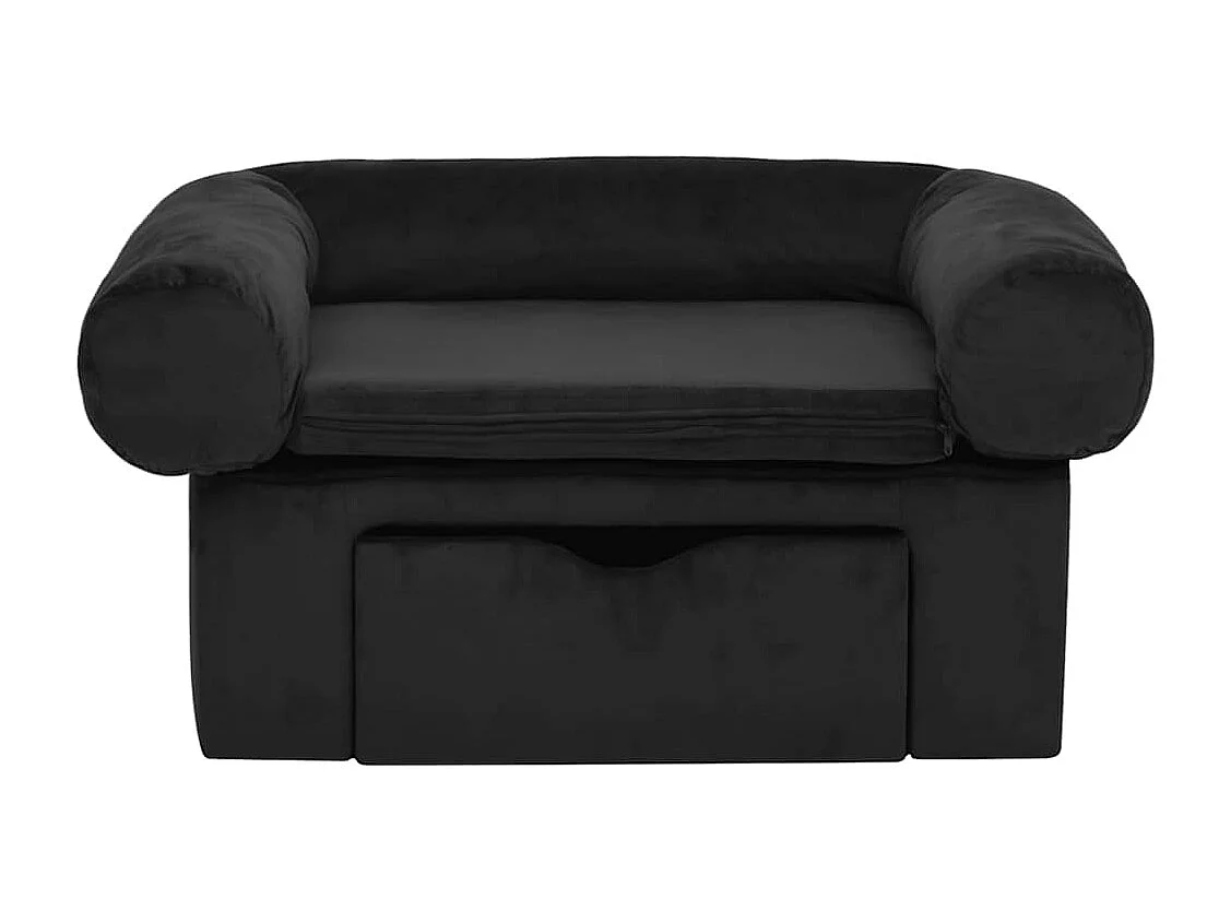Canapé pour chien avec tiroir Noir 75x50x38 cm Peluche