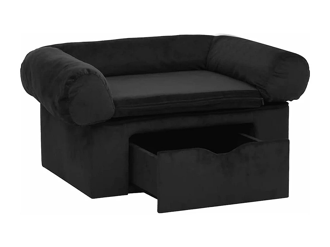Canapé pour chien avec tiroir Noir 75x50x38 cm Peluche
